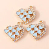 10pcs Colorful Crystal Love Hearts Charms for Jewelry Making