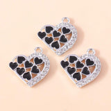 10pcs Colorful Crystal Love Hearts Charms for Jewelry Making