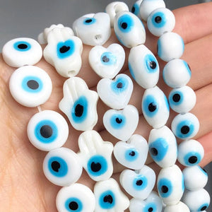 Evil Eye Lampwork Glass Beads Glazed Loose Beads for Jewelry Making