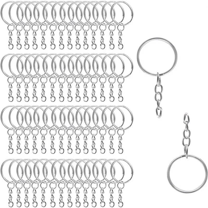 20pcs Metal Blank Keychain Rings with Jump Ring for DIY Crafts