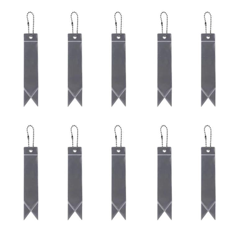 10Pcs Colorful Streamer Reflective Safety Keychain Jewelry Bag Pendant