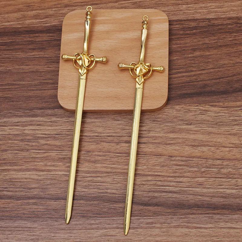 10 Pcs 205x43mm Sword Hair Sticks Metal Hairpin Vintage Hairwear