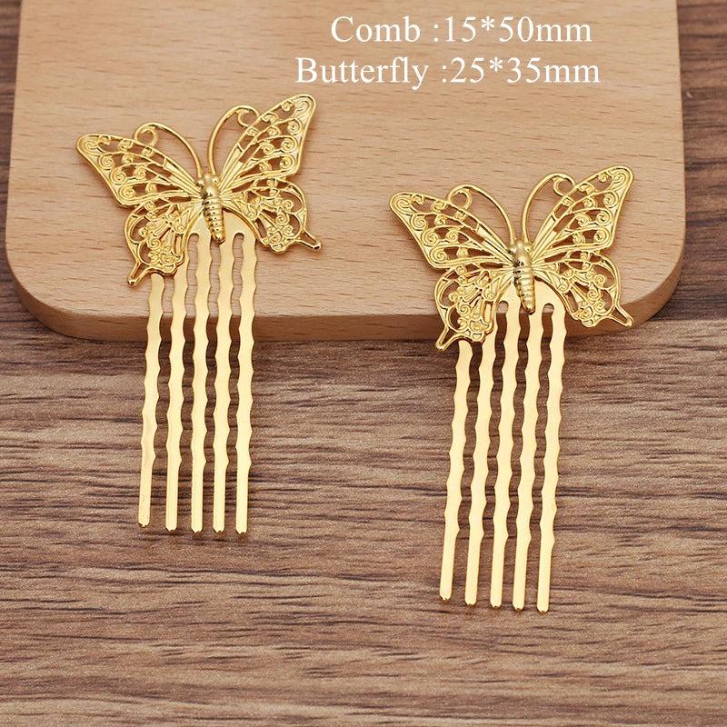 Vintage Butterfly Metal Copper Hair Comb Hair Accessories For Women