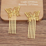 Vintage Butterfly Metal Copper Hair Comb Hair Accessories For Women
