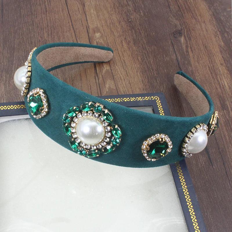 Vintage Flower Gem Hairband Crystal Headband Bridal Jewelry