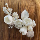 Ceramic Flower Hair Clip Wedding Head Jewelry Accessories