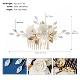 Ceramic Flower Wedding Hair Combs Crystal Leaf Tiara