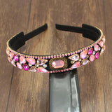 Bohemia Pink Crystal Rhinestone Headdress Tiara for Wedding