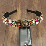 Bohemia Pink Crystal Rhinestone Headdress Tiara for Wedding