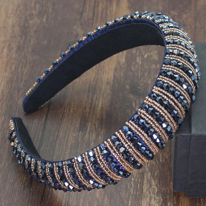 Colorful Crystal Beaded Crown Headband for Women Wedding