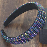 Colorful Crystal Beaded Crown Headband for Women Wedding