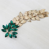 Green Crystal Hairbands Plant Leaf Women Bands Tiara Ornament