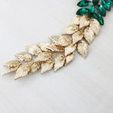 Green Crystal Hairbands Plant Leaf Women Bands Tiara Ornament