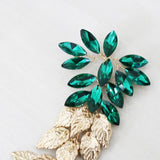 Green Crystal Hairbands Plant Leaf Women Bands Tiara Ornament
