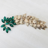 Green Crystal Hairbands Plant Leaf Women Bands Tiara Ornament