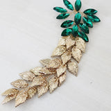 Green Crystal Hairbands Plant Leaf Women Bands Tiara Ornament