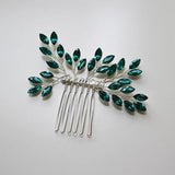 Silvery Women Hair Combs Green Crystal Wedding Hair Jewelry