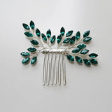 Silvery Women Hair Combs Green Crystal Wedding Hair Jewelry