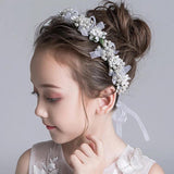 Crystal Hair Band Headbands for Kids Girls Pearl Flower Tiaras Children's