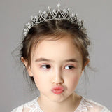 Crystal Hair Band Headbands for Kids Girls Pearl Flower Tiaras Children's