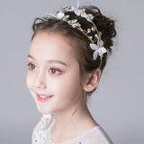 Crystal Hair Band Headbands for Kids Girls Pearl Flower Tiaras Children's