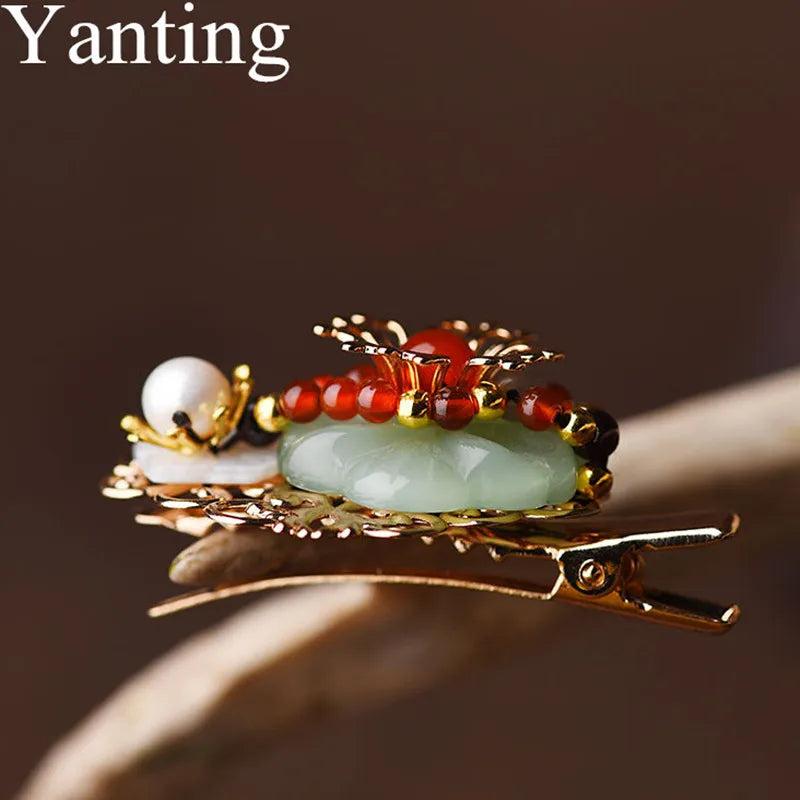 Yanting Ethnic Flower Hair Clip Freshwater Pearl Decoration Hairgrips