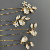 4PCS Crystal Hair Pins Flower Wedding Tiara Water Drop Style Sticks