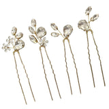 4PCS Crystal Hair Pins Flower Wedding Tiara Water Drop Style Sticks