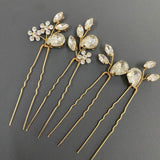 4PCS Crystal Hair Pins Flower Wedding Tiara Water Drop Style Sticks