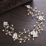 Pearl Rhinestone Wedding Hair Band - Bridal Head Decoration