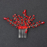 Red Hair Comb Rhinestone Crystal Wedding Hair Ornament