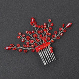 Red Hair Comb Rhinestone Crystal Wedding Hair Ornament