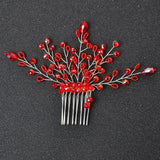 Red Hair Comb Rhinestone Crystal Wedding Hair Ornament