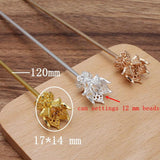 10pcs 14*17mm Flower Bead Cap Hair Sticks Bridal Tiaras DIY Hair Accessories