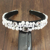 Baroque Pearl Crystal Large Headband Hair Accessories for Women