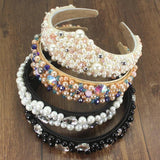 Baroque Pearl Crystal Large Headband Hair Accessories for Women