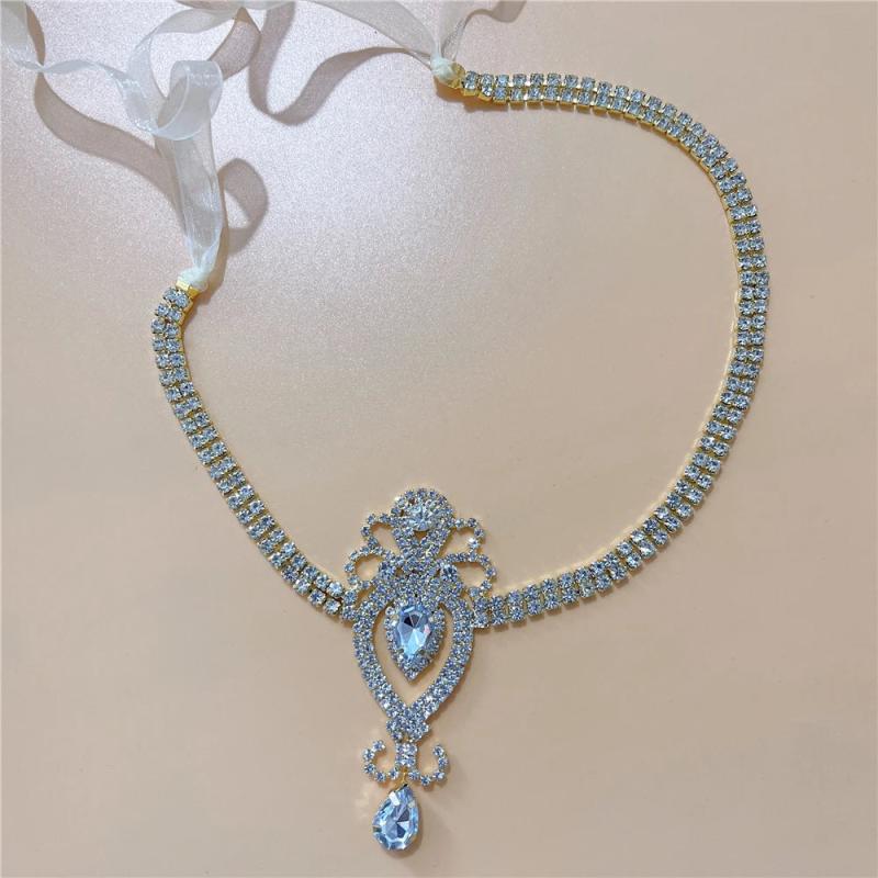 Rhinestone Water Drop Head Chain Bridal Wedding Headband