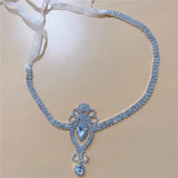 Rhinestone Water Drop Head Chain Bridal Wedding Headband