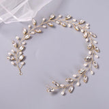 Simulated Pearls Hair Vines Crystal Wedding Headband