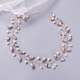 Simulated Pearls Hair Vines Crystal Wedding Headband