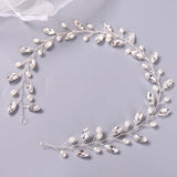 Simulated Pearls Hair Vines Crystal Wedding Headband