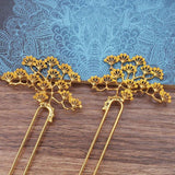 5 pcs Chinese Hair Sticks Women Filigree Branch U-shape Hair Forks Bun Clip