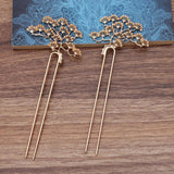 5 pcs Chinese Hair Sticks Women Filigree Branch U-shape Hair Forks Bun Clip