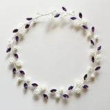 Purple Crystal Hairbands Wedding Hair Jewelry Pearl Bridal Vine Tiara