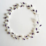 Purple Crystal Hairbands Wedding Hair Jewelry Pearl Bridal Vine Tiara