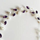 Purple Crystal Hairbands Wedding Hair Jewelry Pearl Bridal Vine Tiara