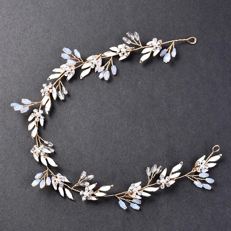Floral Pearl Crystal Hairbands Bridal Hair Jewelry