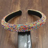 Sparkly Pink Bejeweled Padded Headbands Golden Rhinestjsones Crystal Hairbands