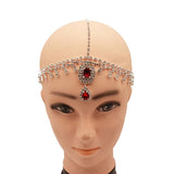 Boho Gem Pendant Rhinestone Water Drop Forehead Jewelry Chain