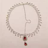 Boho Gem Pendant Rhinestone Water Drop Forehead Jewelry Chain